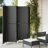 Vidaxl kamerscherm 5 panelen poly rattan zwart