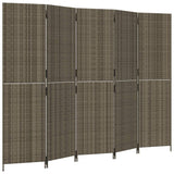 Vidaxl kamerscherm 5 panelen poly rattan grijs
