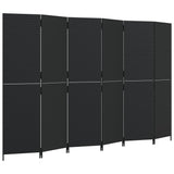 Vidaxl kamerscherm 6 panelen poly rattan zwart