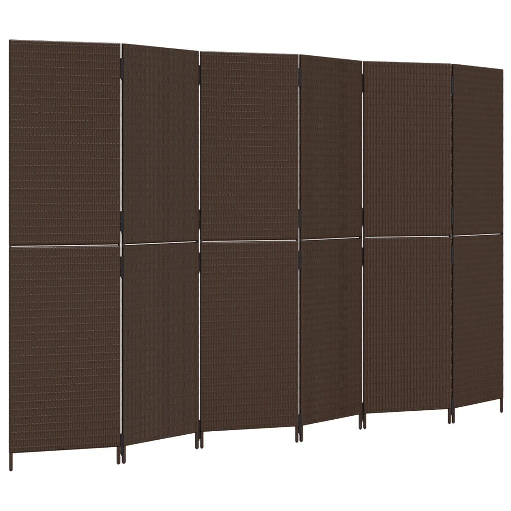 Vidaxl kamerscherm 6 panelen poly rattan bruin