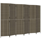 Vidaxl kamerscherm 6 panelen poly rattan grijs
