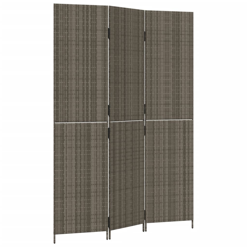Vidaxl kamerscherm 3 panelen poly rattan grijs