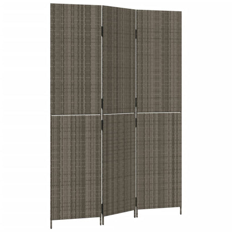 Vidaxl kamerscherm 3 panelen poly rattan grijs