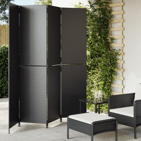 Vidaxl kamerscherm 4 panelen poly rattan zwart