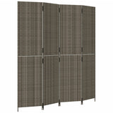 Vidaxl kamerscherm 4 panelen poly rattan grijs