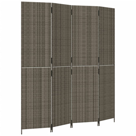 Vidaxl kamerscherm 4 panelen poly rattan grijs