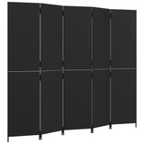 Vidaxl kamerscherm 5 panelen poly rattan zwart
