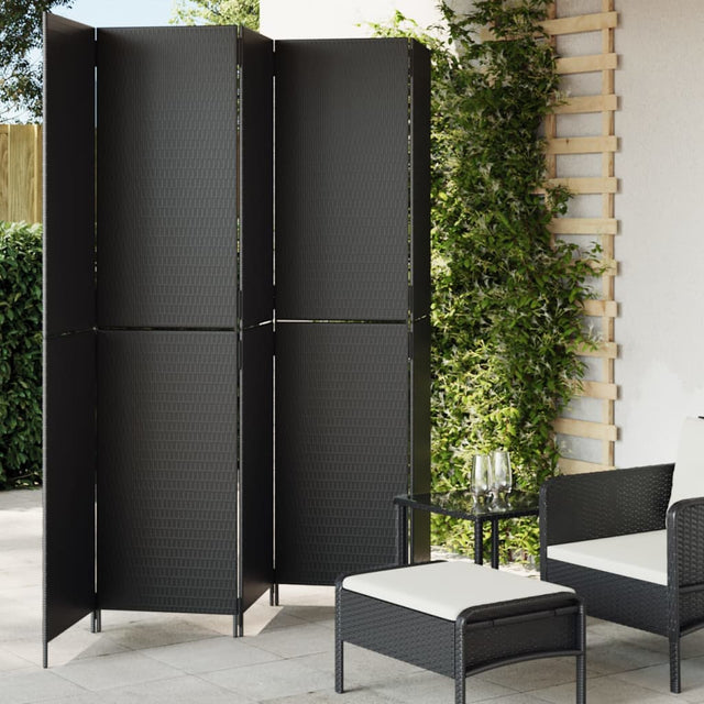 Vidaxl kamerscherm 5 panelen poly rattan zwart