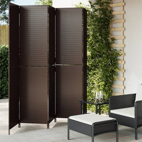 Vidaxl kamerscherm 5 panelen poly rattan bruin