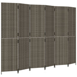 Vidaxl kamerscherm 6 panelen poly rattan grijs