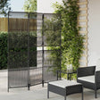 Vidaxl kamerscherm 3 panelen poly rattan zwart