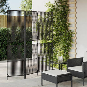 Vidaxl kamerscherm 3 panelen poly rattan zwart
