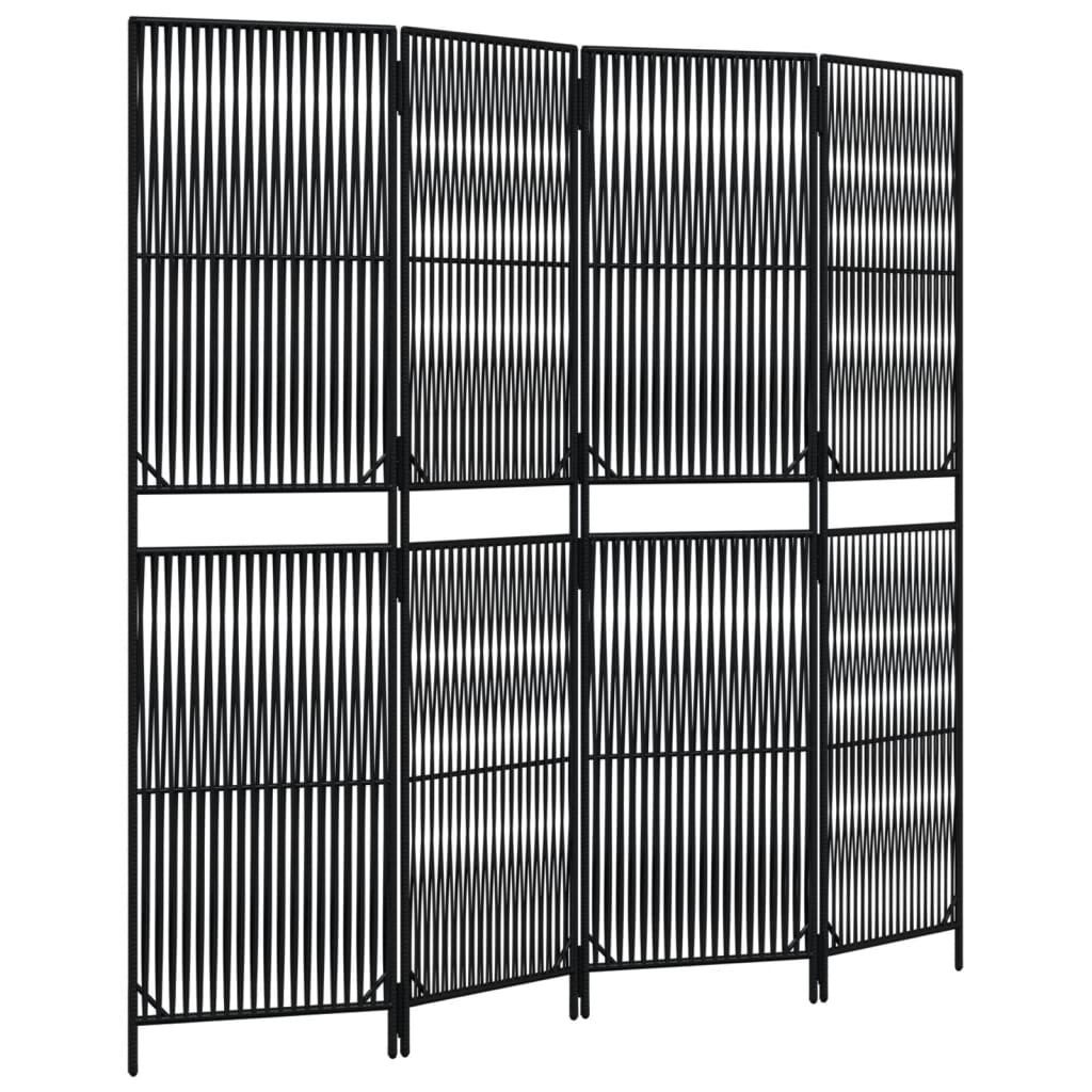 Vidaxl kamerscherm 4 panelen poly rattan zwart