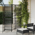 Vidaxl kamerscherm 4 panelen poly rattan zwart