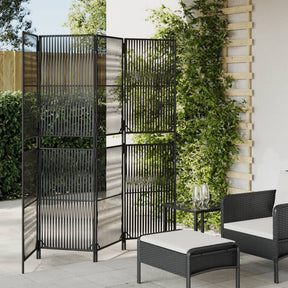 Vidaxl kamerscherm 4 panelen poly rattan zwart