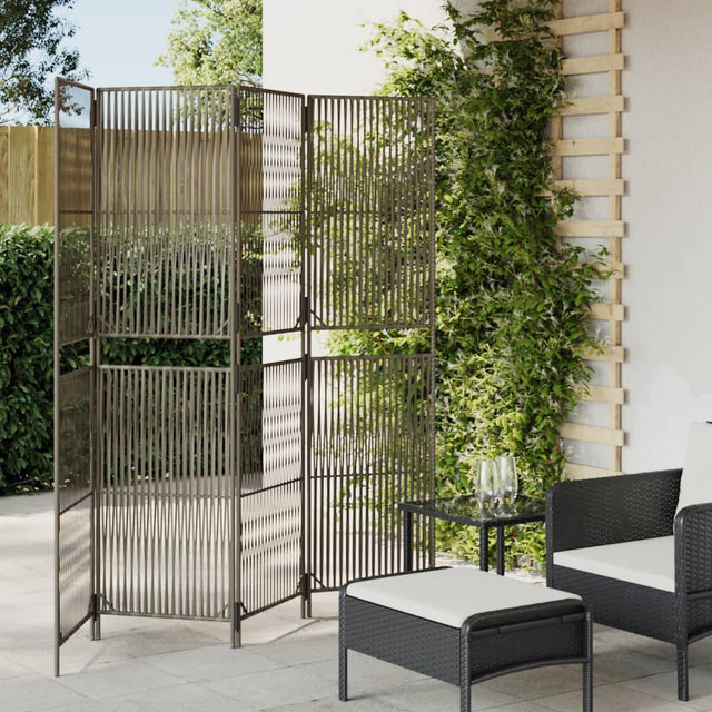 Vidaxl kamerscherm 4 panelen poly rattan grijs