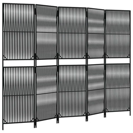 Vidaxl kamerscherm 5 panelen poly rattan zwart