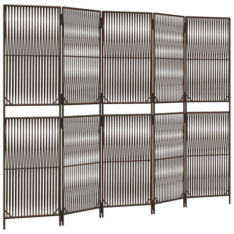 Vidaxl kamerscherm 5 panelen poly rattan bruin