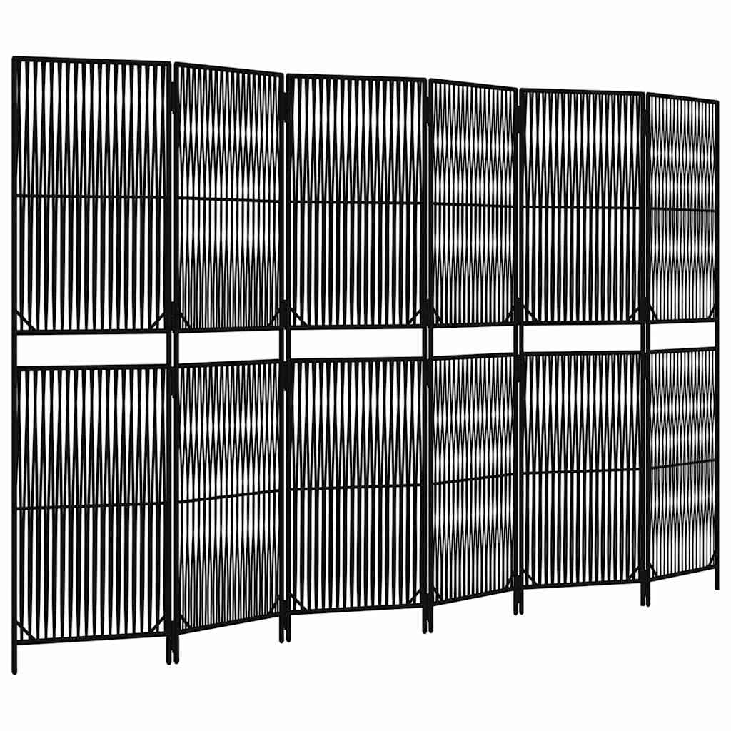 Vidaxl kamerscherm 6 panelen poly rattan zwart