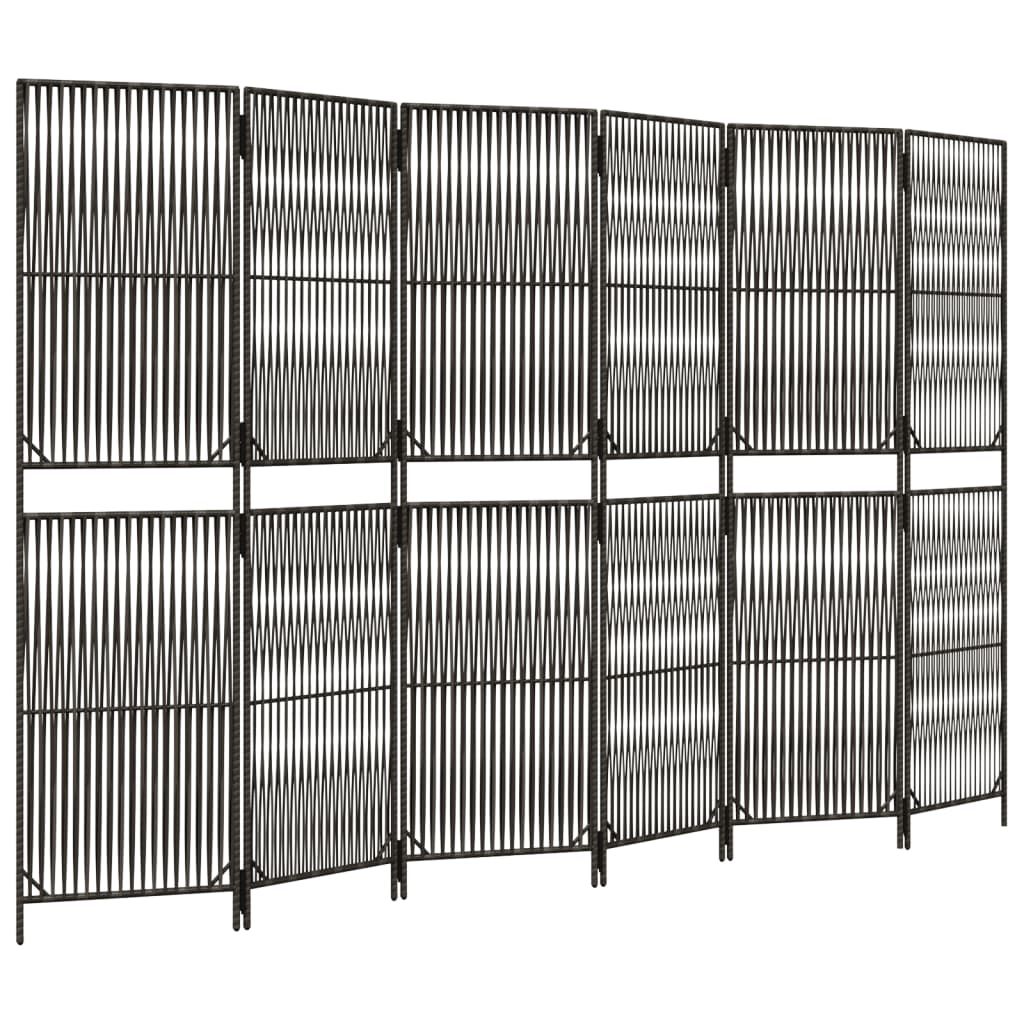 Vidaxl kamerscherm 6 panelen poly rattan grijs