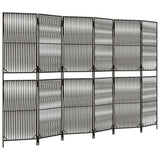 Vidaxl kamerscherm 6 panelen poly rattan grijs