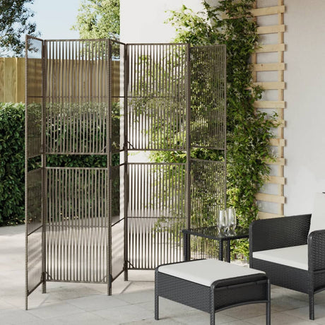 Vidaxl kamerscherm 6 panelen poly rattan grijs