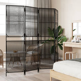 Vidaxl kamerscherm 4 panelen poly rattan zwart