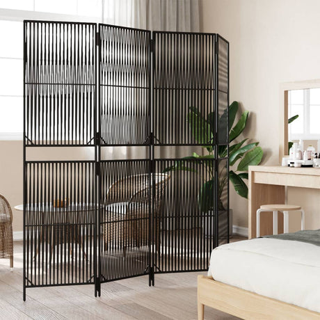 Vidaxl kamerscherm 4 panelen poly rattan zwart