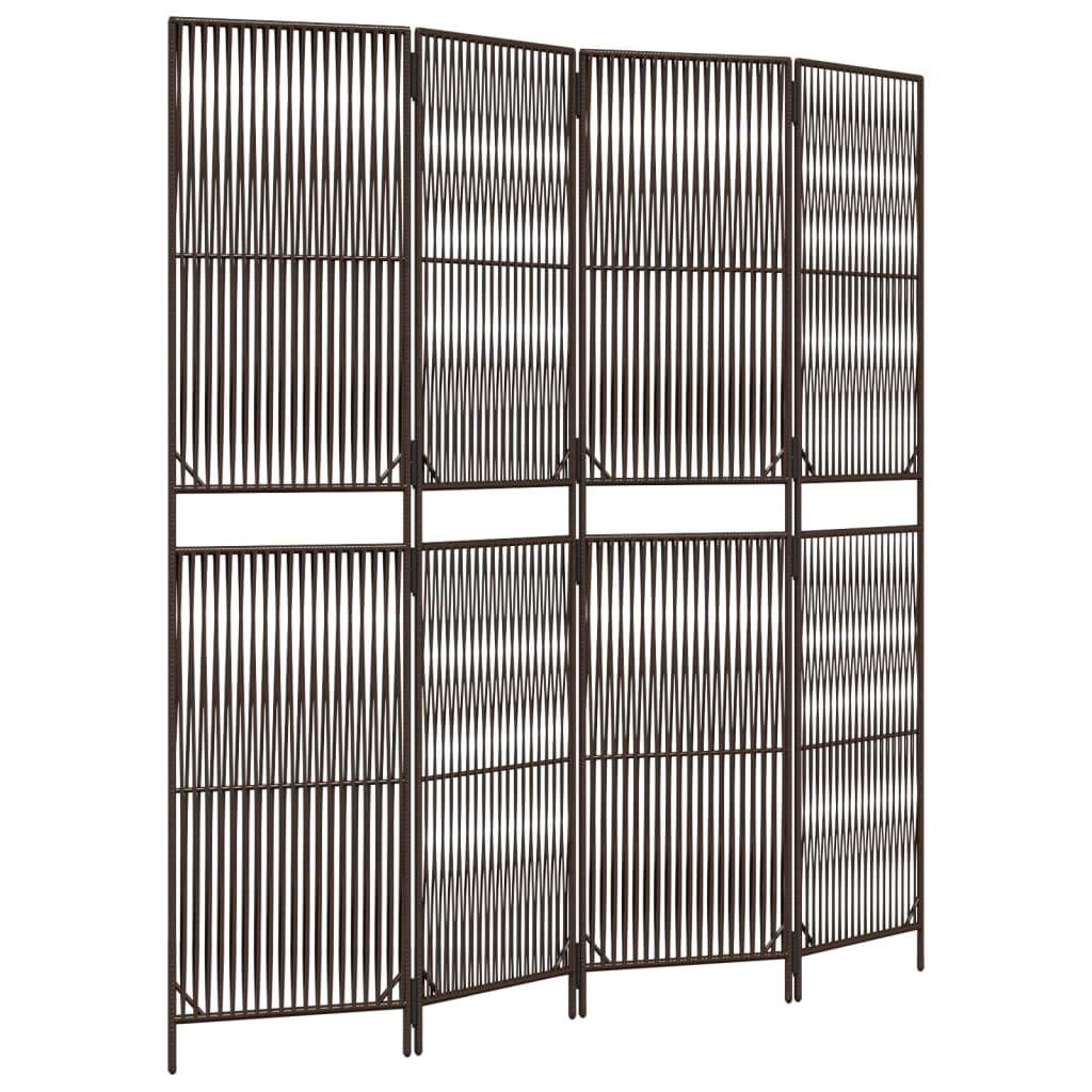 Vidaxl kamerscherm 4 panelen poly rattan bruin
