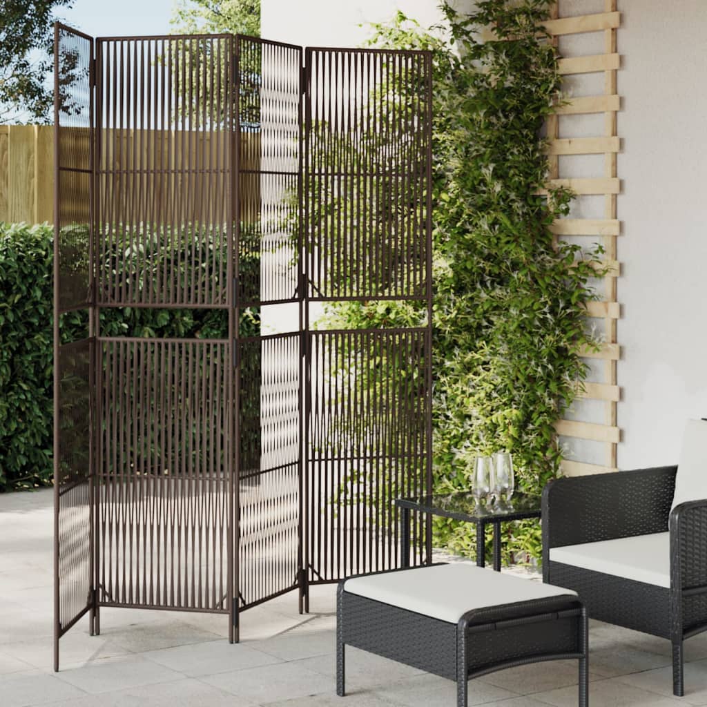 Vidaxl kamerscherm 4 panelen poly rattan bruin