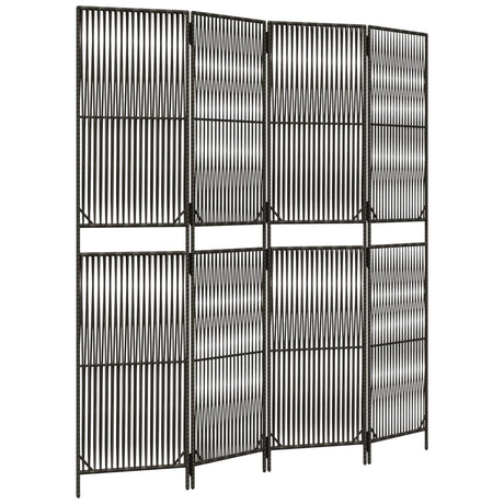 Vidaxl kamerscherm 4 panelen poly rattan grijs