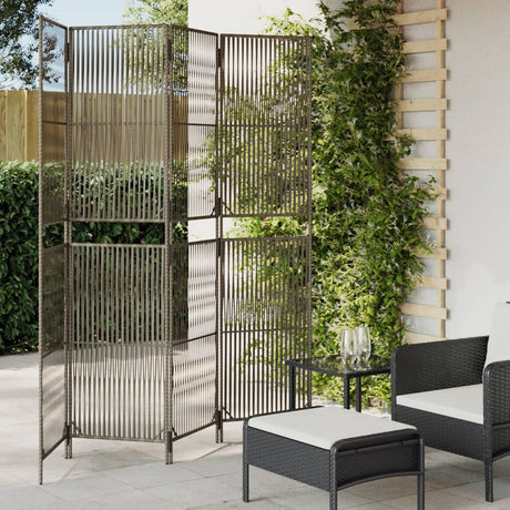 Vidaxl kamerscherm 4 panelen poly rattan grijs