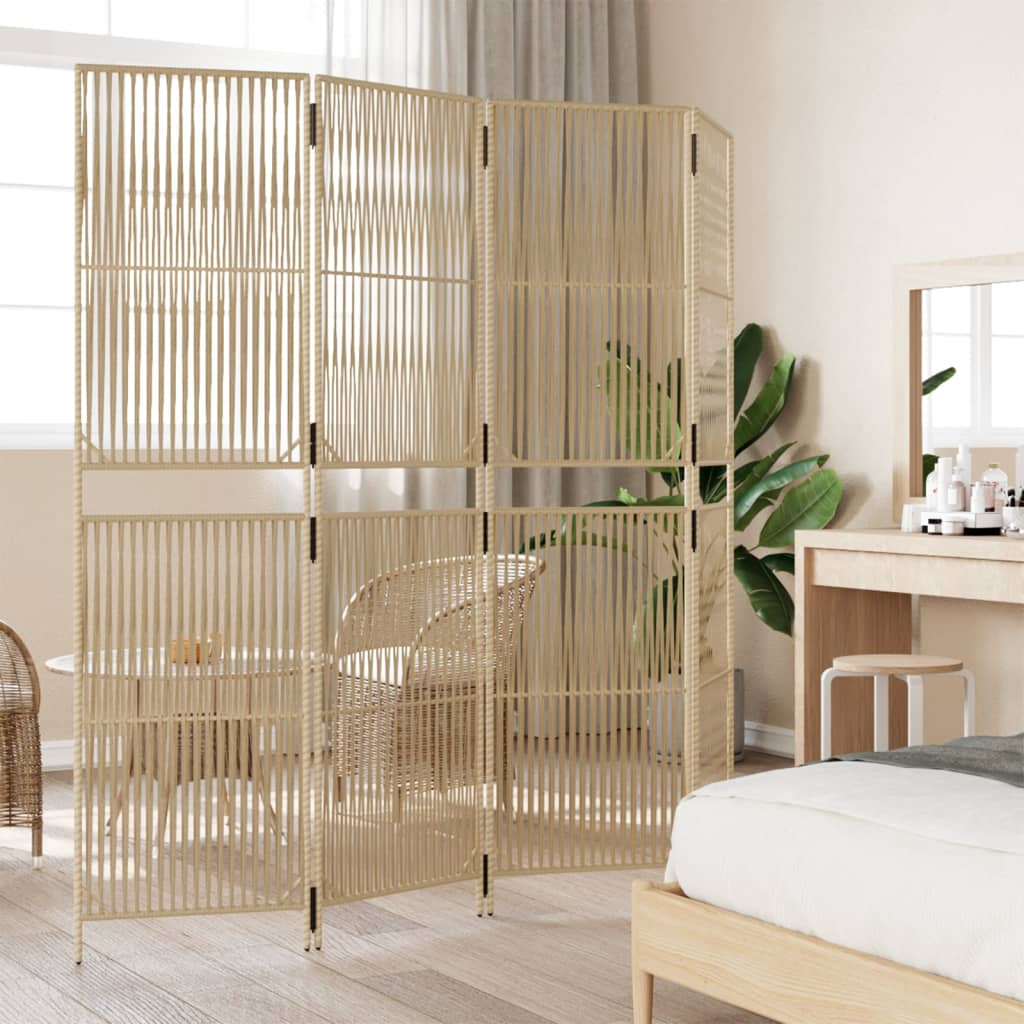 Vidaxl kamerscherm 4 panelen poly rattan beige