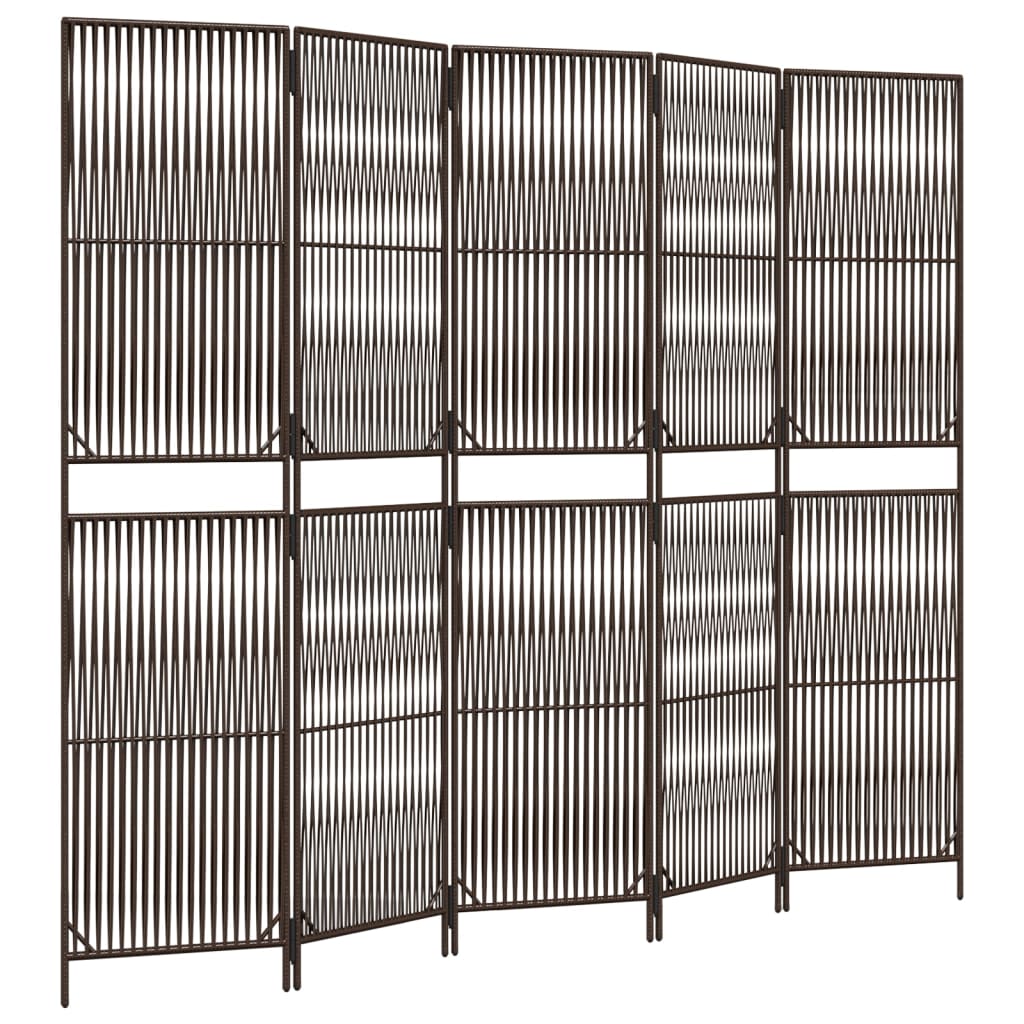 Vidaxl kamerscherm 5 panelen poly rattan bruin