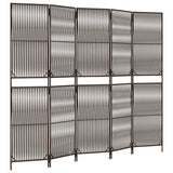 Vidaxl kamerscherm 5 panelen poly rattan bruin