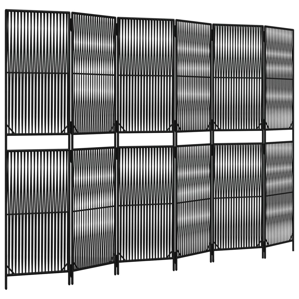Vidaxl kamerscherm 6 panelen poly rattan zwart