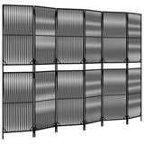 Vidaxl kamerscherm 6 panelen poly rattan zwart