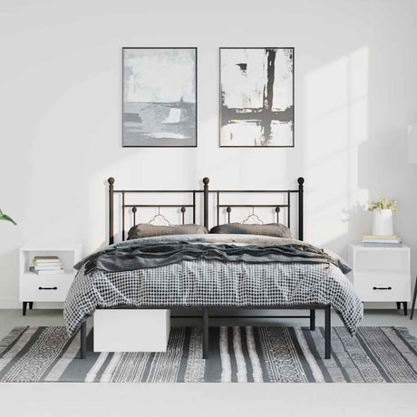 Vidaxl bedframe met hoofdbord metaal zwart 150x200 cm