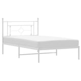 Vidaxl bedframe met hoofdbord metaal wit 107x203 cm