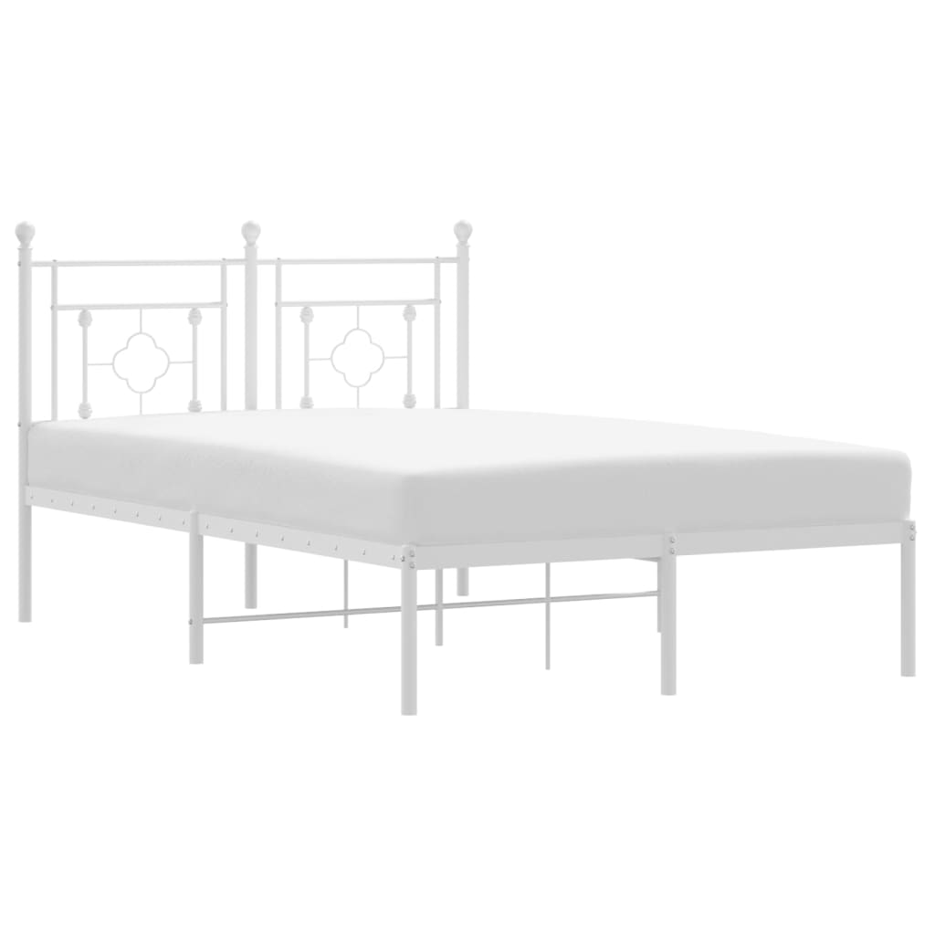 Vidaxl bedframe met hoofdbord metaal wit 120x200 cm