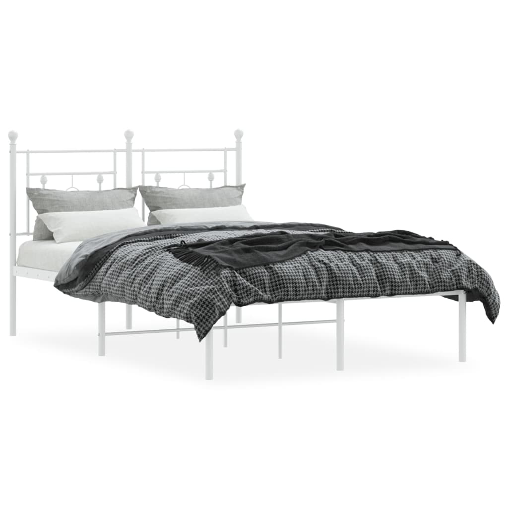 Vidaxl bedframe met hoofdbord metaal wit 120x200 cm