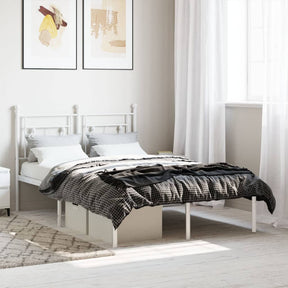Vidaxl bedframe met hoofdbord metaal wit 120x200 cm