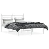 Vidaxl bedframe met hoofdbord metaal wit 135x190 cm