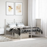Vidaxl bedframe met hoofd- en voeteneinde metaal wit 120x200 cm