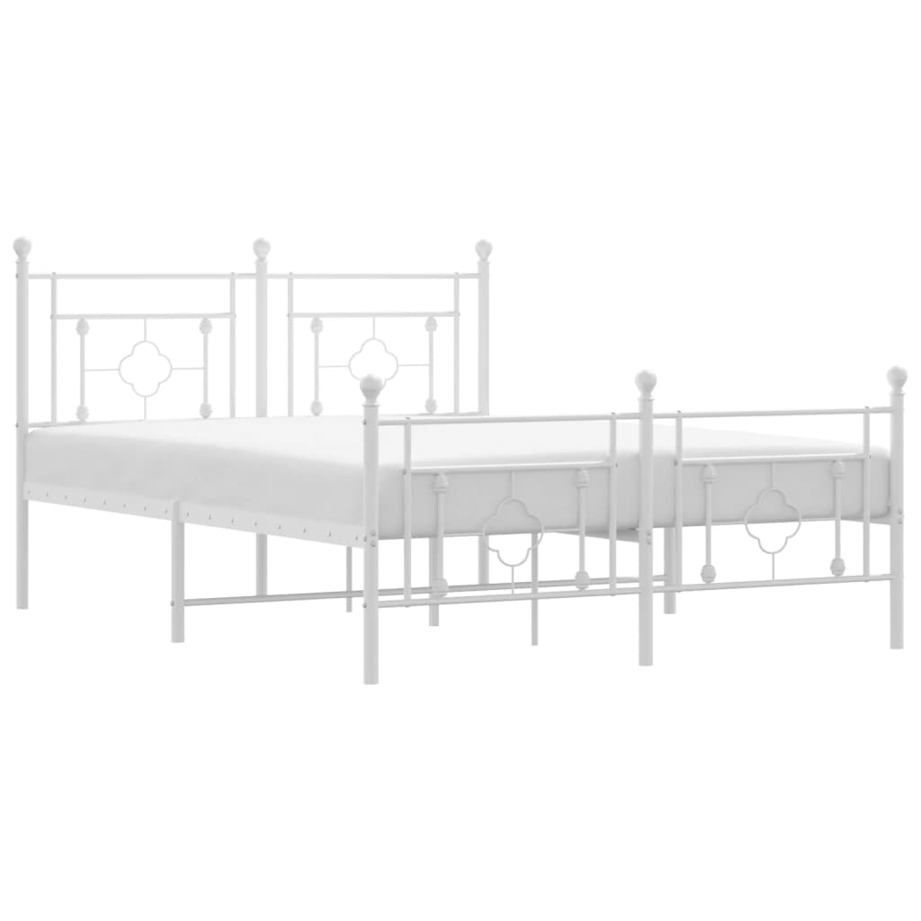 Vidaxl bedframe met hoofd- en voeteneinde metaal wit 140x190 cm