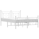 Vidaxl bedframe met hoofd- en voeteneinde metaal wit 140x190 cm