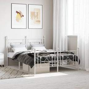 Vidaxl bedframe met hoofd- en voeteneinde metaal wit 140x200 cm