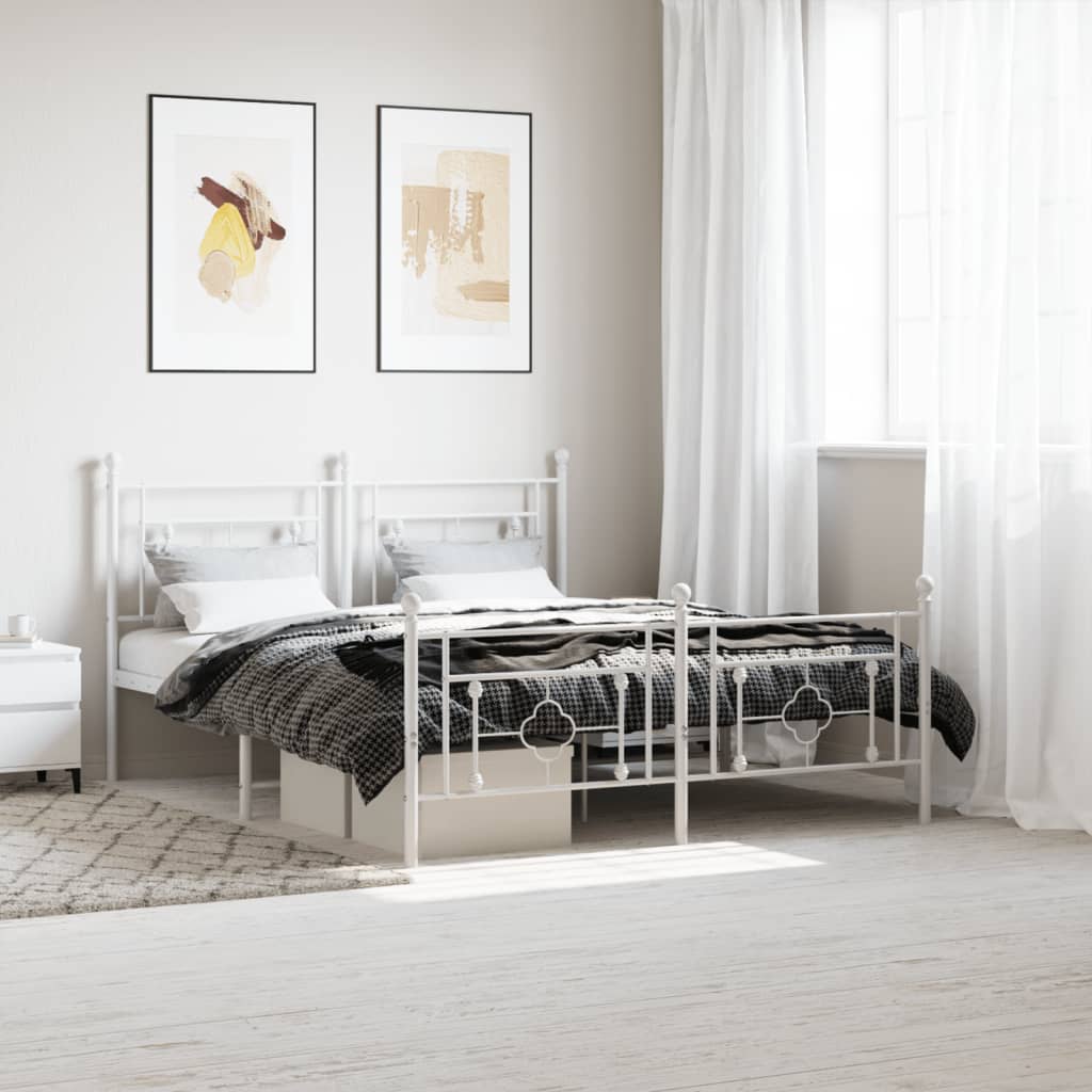 Vidaxl bedframe met hoofd- en voeteneinde metaal wit 160x200 cm
