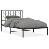 Vidaxl bedframe met hoofdbord metaal zwart 100x200 cm