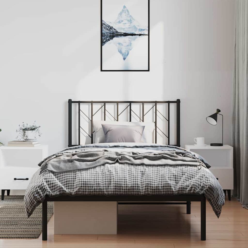 Vidaxl bedframe met hoofdbord metaal zwart 100x200 cm